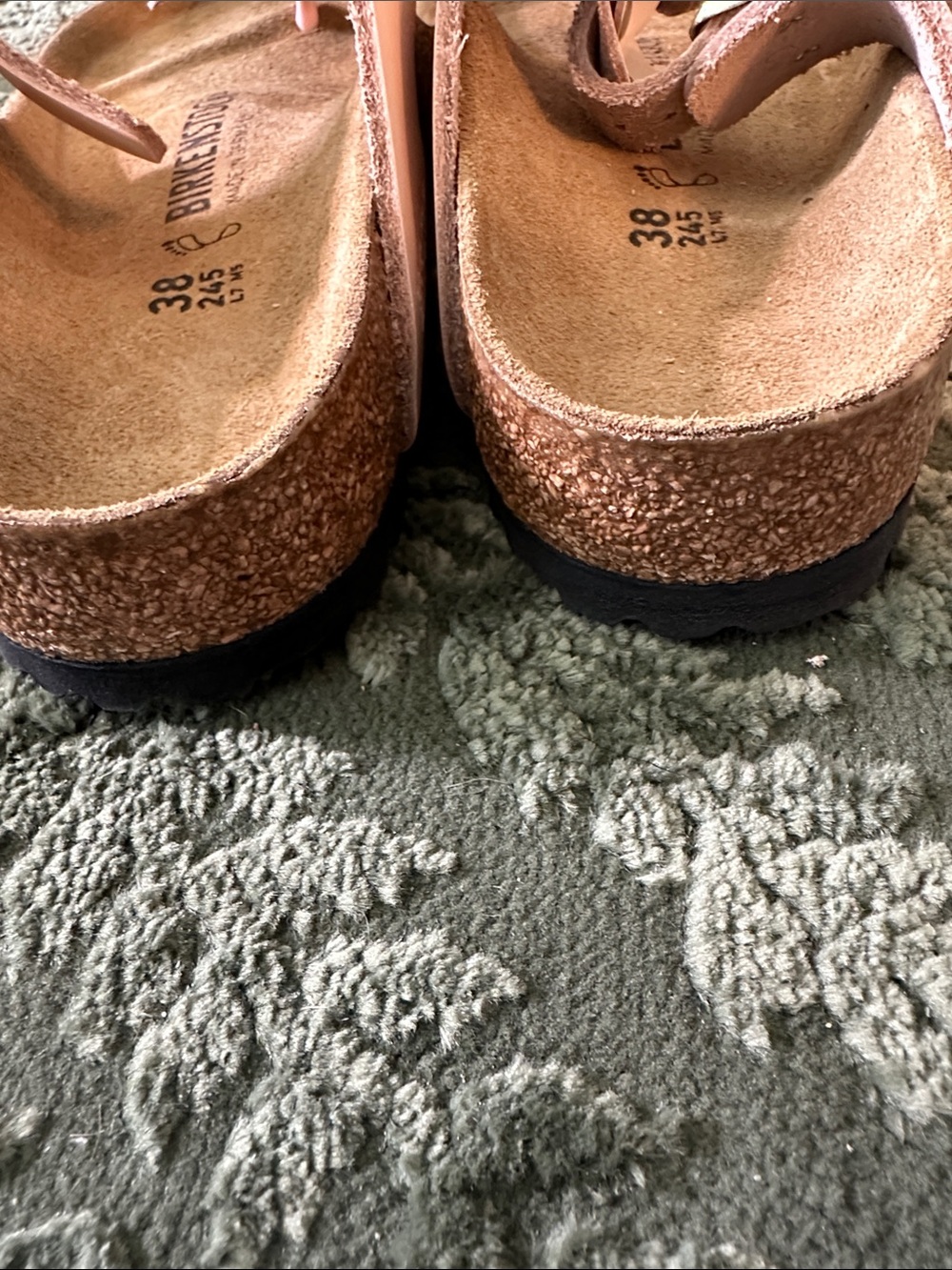 Birkenstock Gizeh Pink Floral Leather Thong Sandals - Picture 7 of 9
